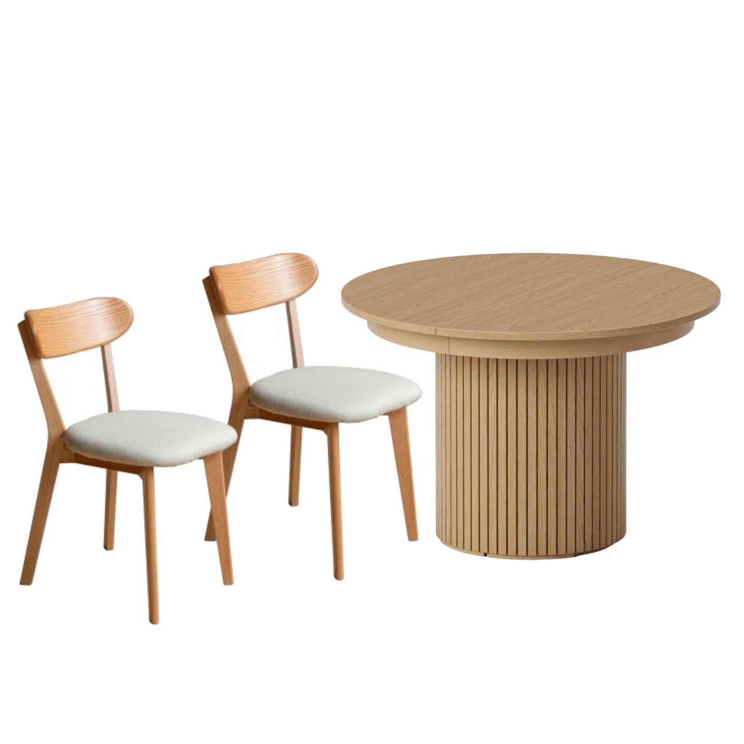 T001 OAK VENEER EXTENDABLE DINING TABLE & SET