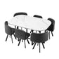 800 Modern 7-Piece Dining Table Set with White Marble Top and Leatherette/Fabric Chairs