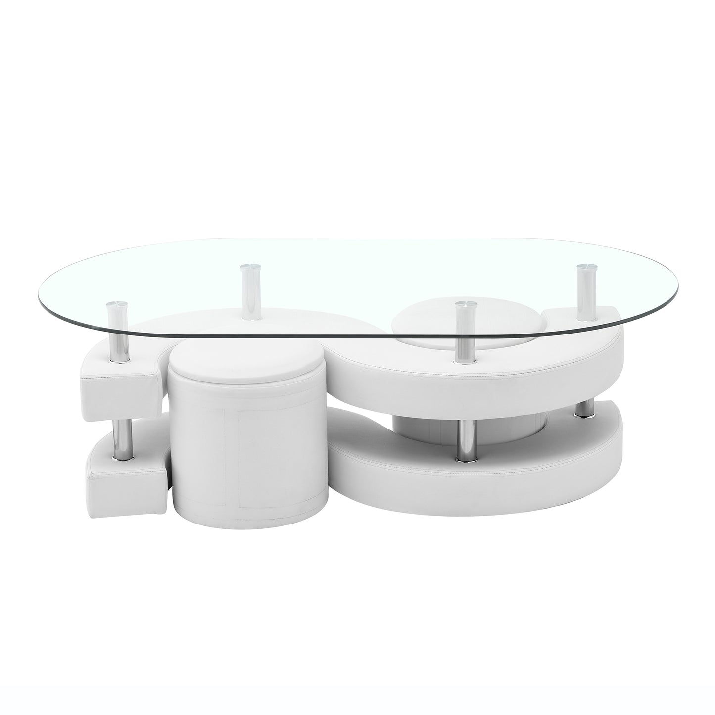 CT255 Oval Coffee Table with 2 Storage Stools