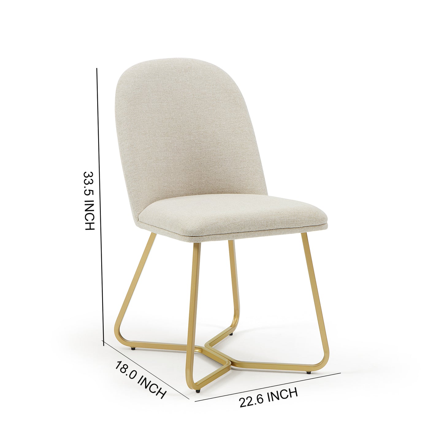 DC20 Set of 2 Fabric Dining Chairs with Brushed Gold Base