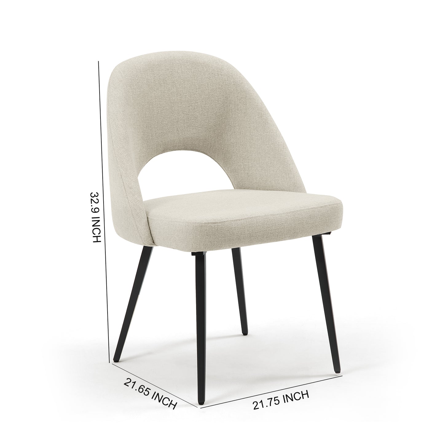 DC25 Set of 2 Fabric Dining Chair with Black Base