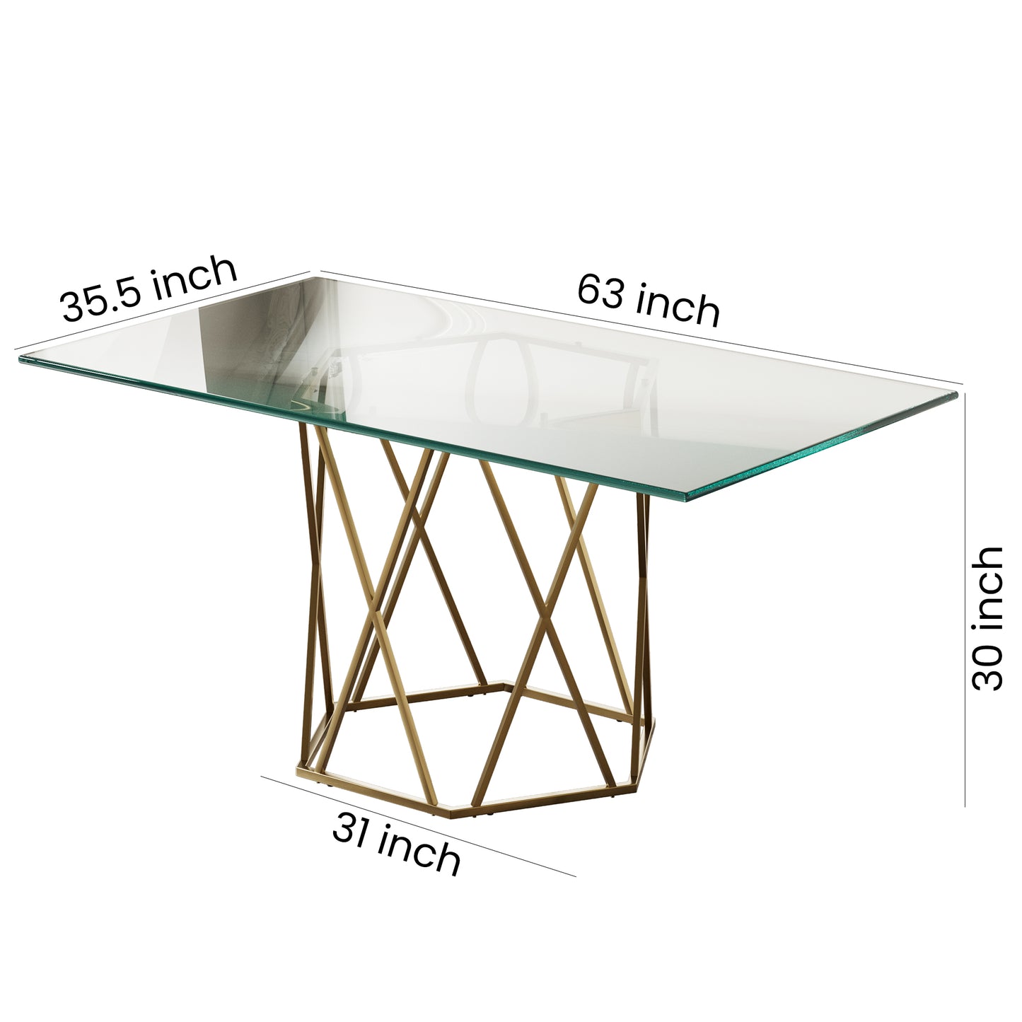 DT303 Modern Glass Top Rectangular Dining Table