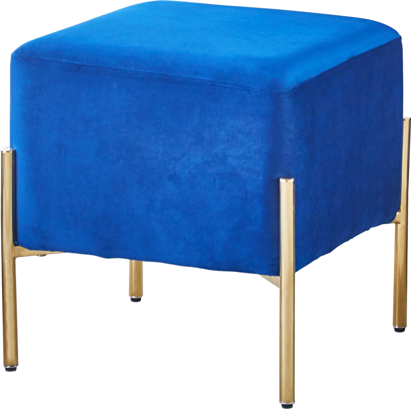 G02 Square Velvet Ottoman with Gold Stainless Steel Legs
