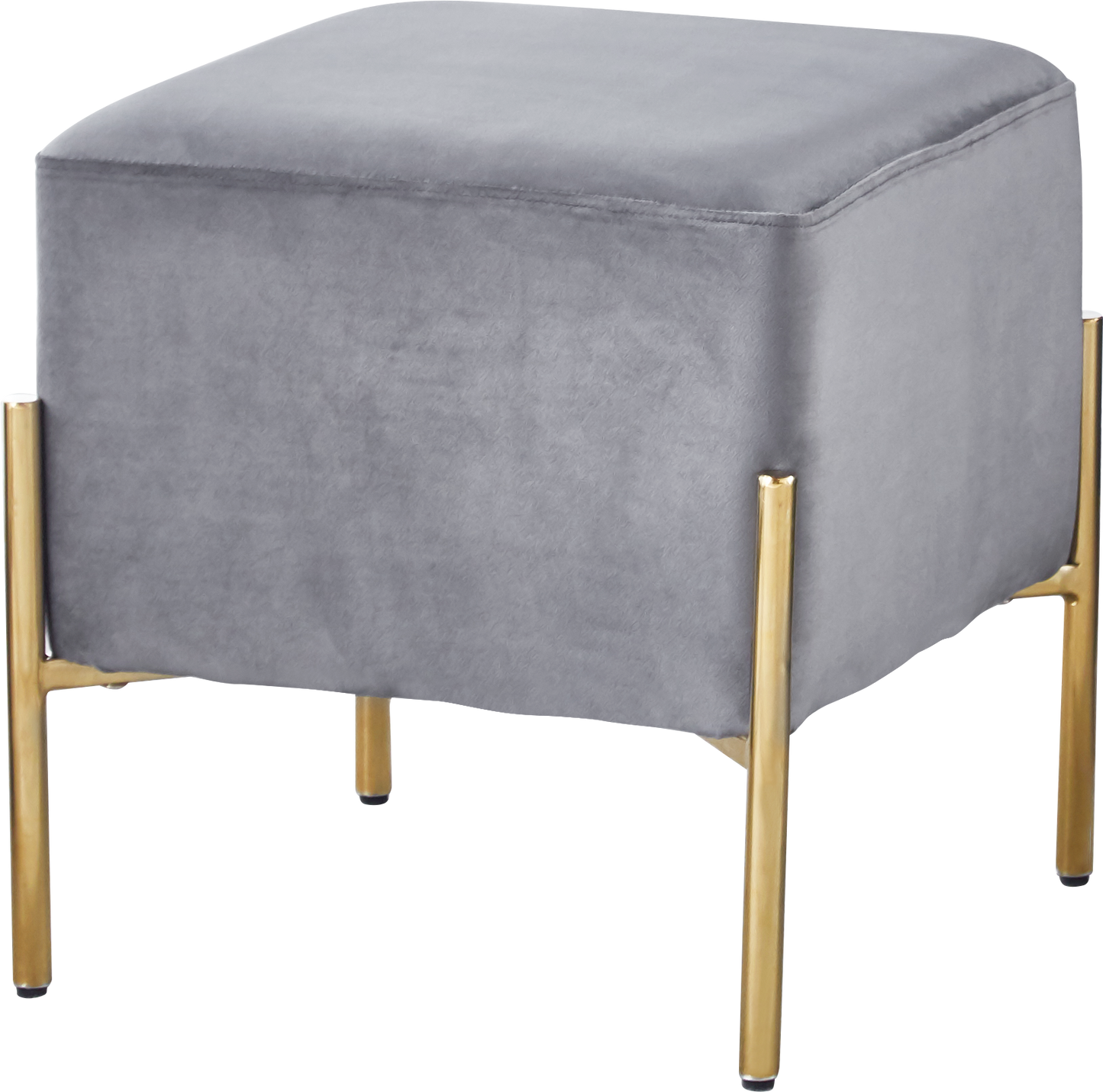 G02 Square Velvet Ottoman with Gold Stainless Steel Legs