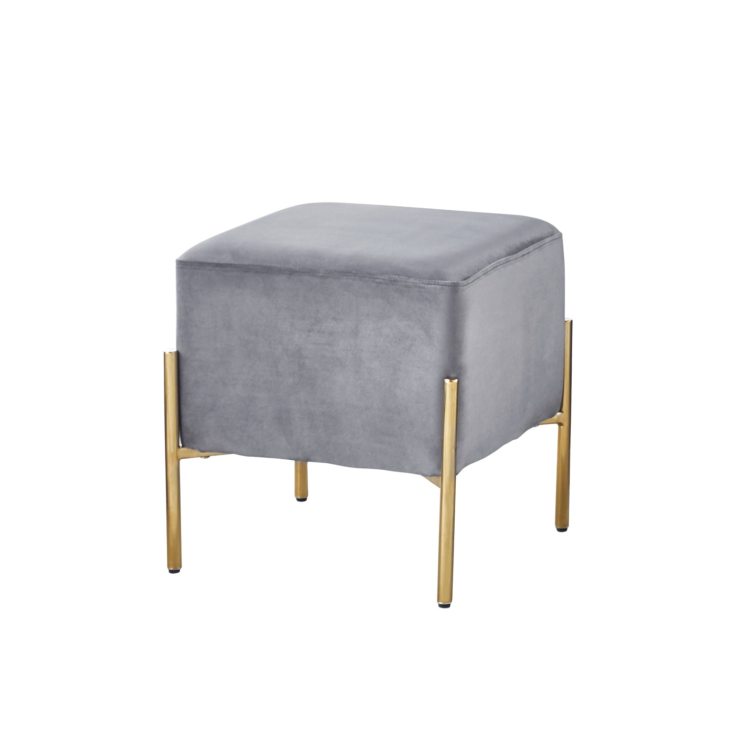 G02 Square Velvet Ottoman with Gold Stainless Steel Legs