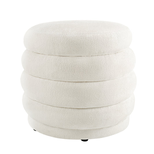 G05 Boucle Fabric Ottoman with Storage