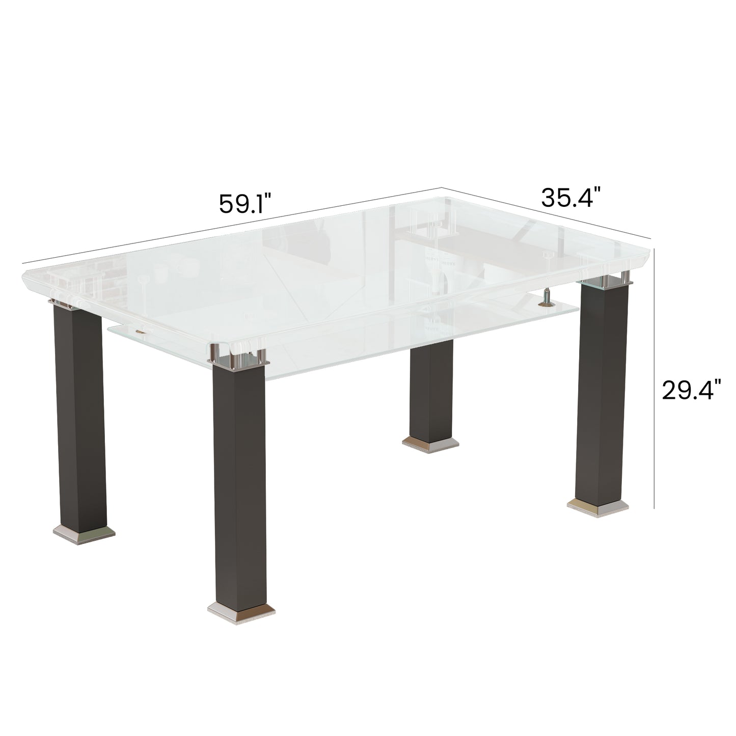 JD150 Rectangular Tempered Glass Dining Table