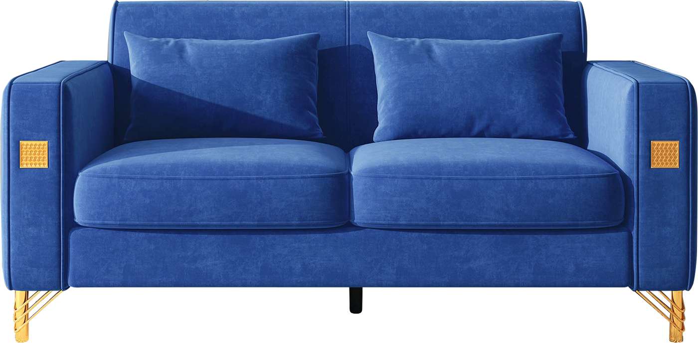 8043 Velvet Loveseat/Sofa with Gold Metal Legs