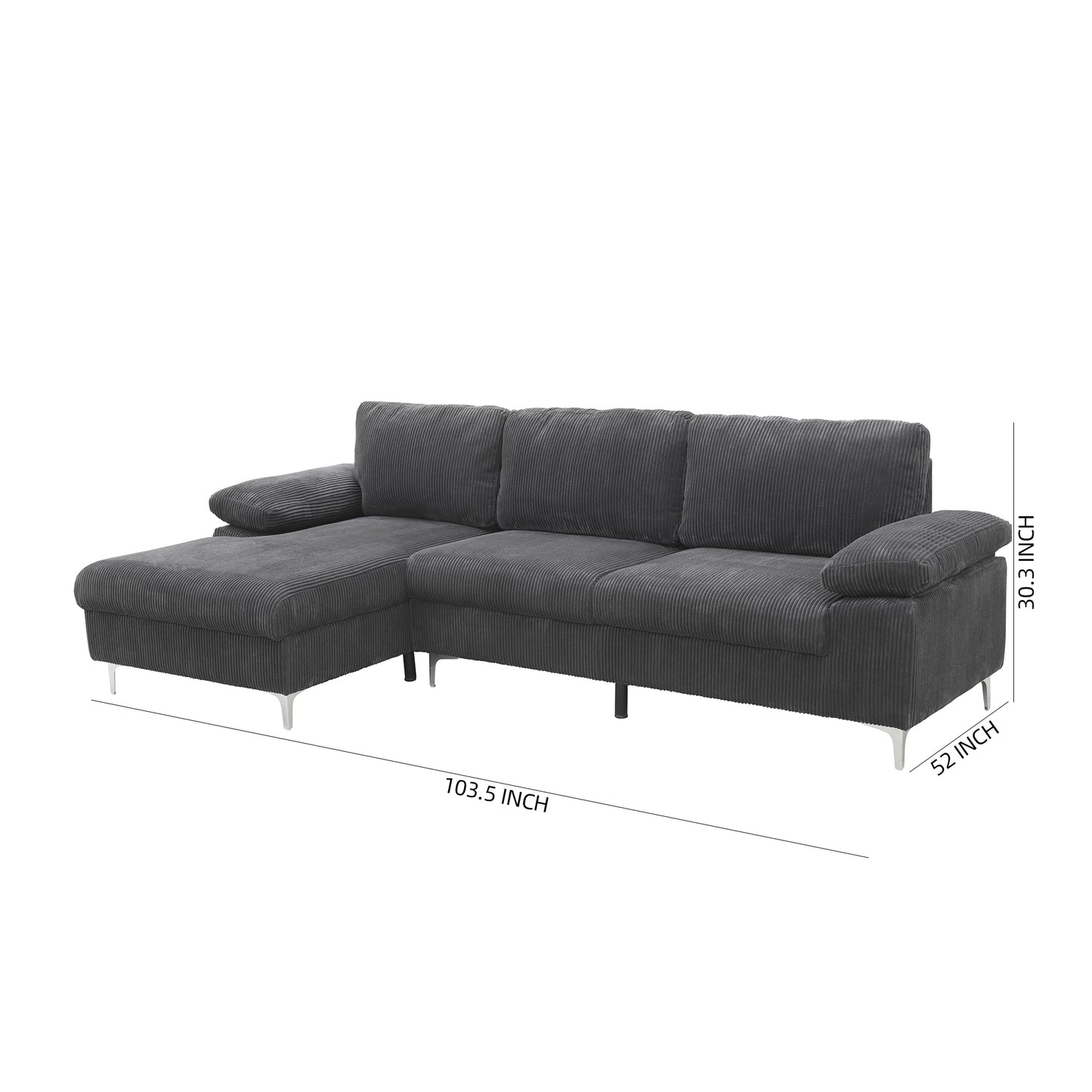 LSEC8036 Corduroy Left Corner Sectional Sofa