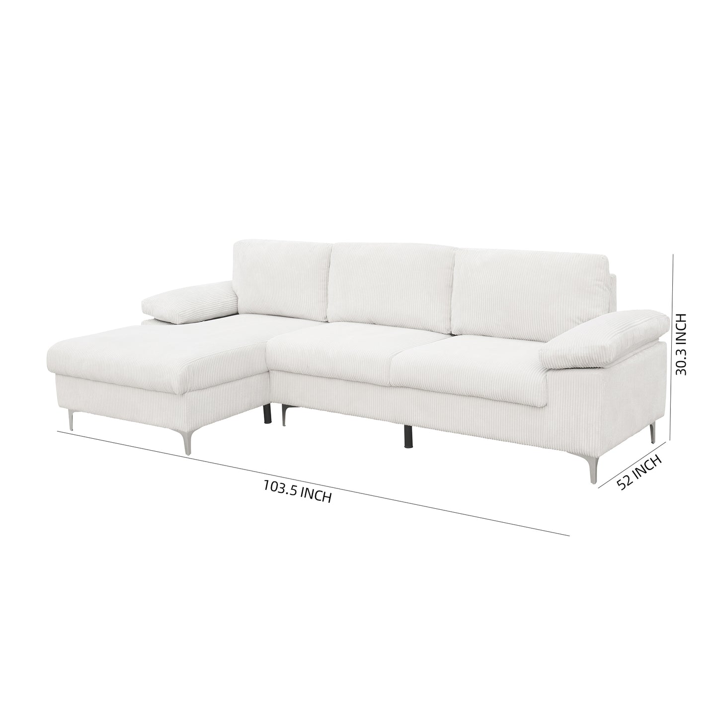LSEC8036 Corduroy Left Corner Sectional Sofa