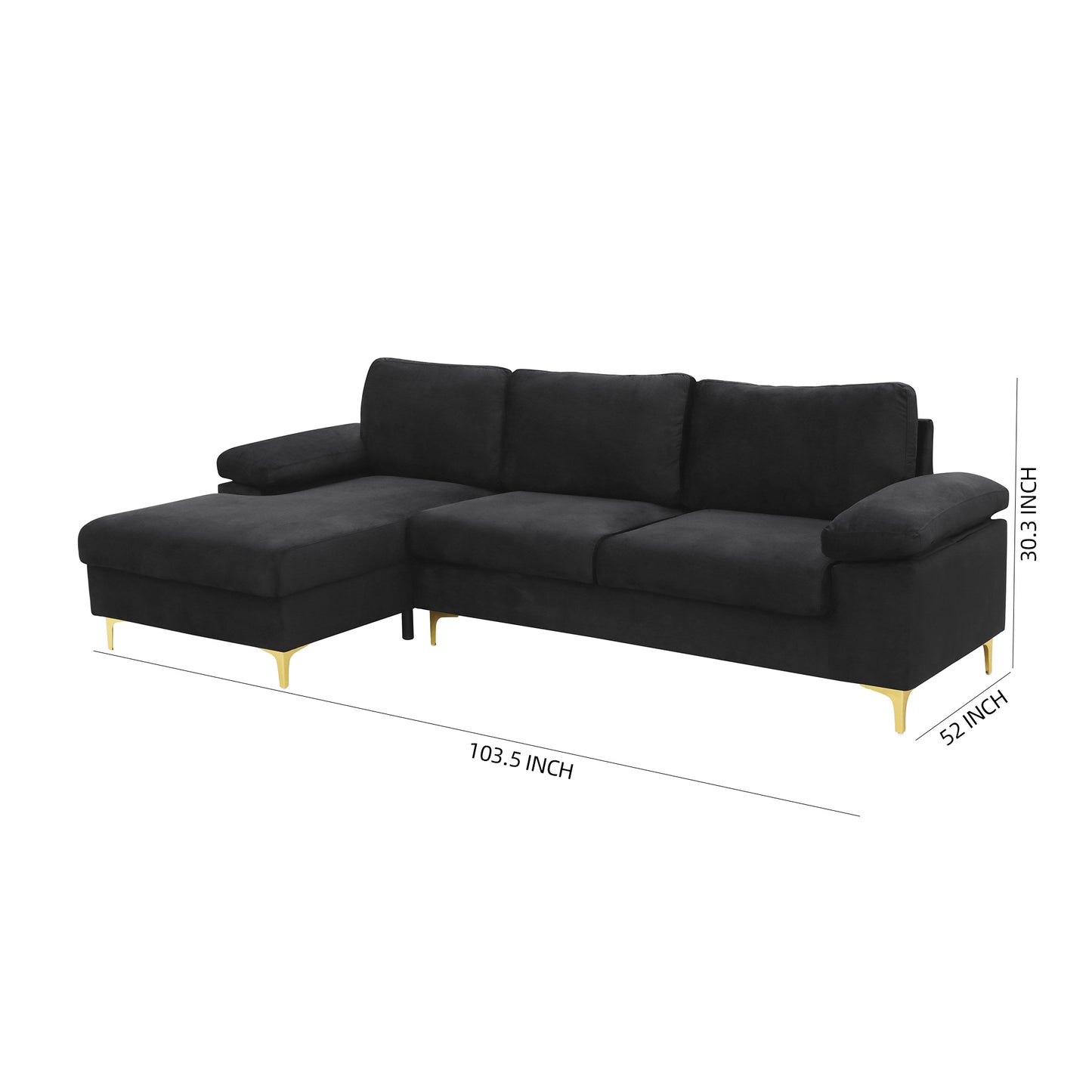 LSEC8036 Corduroy Left Corner Sectional Sofa