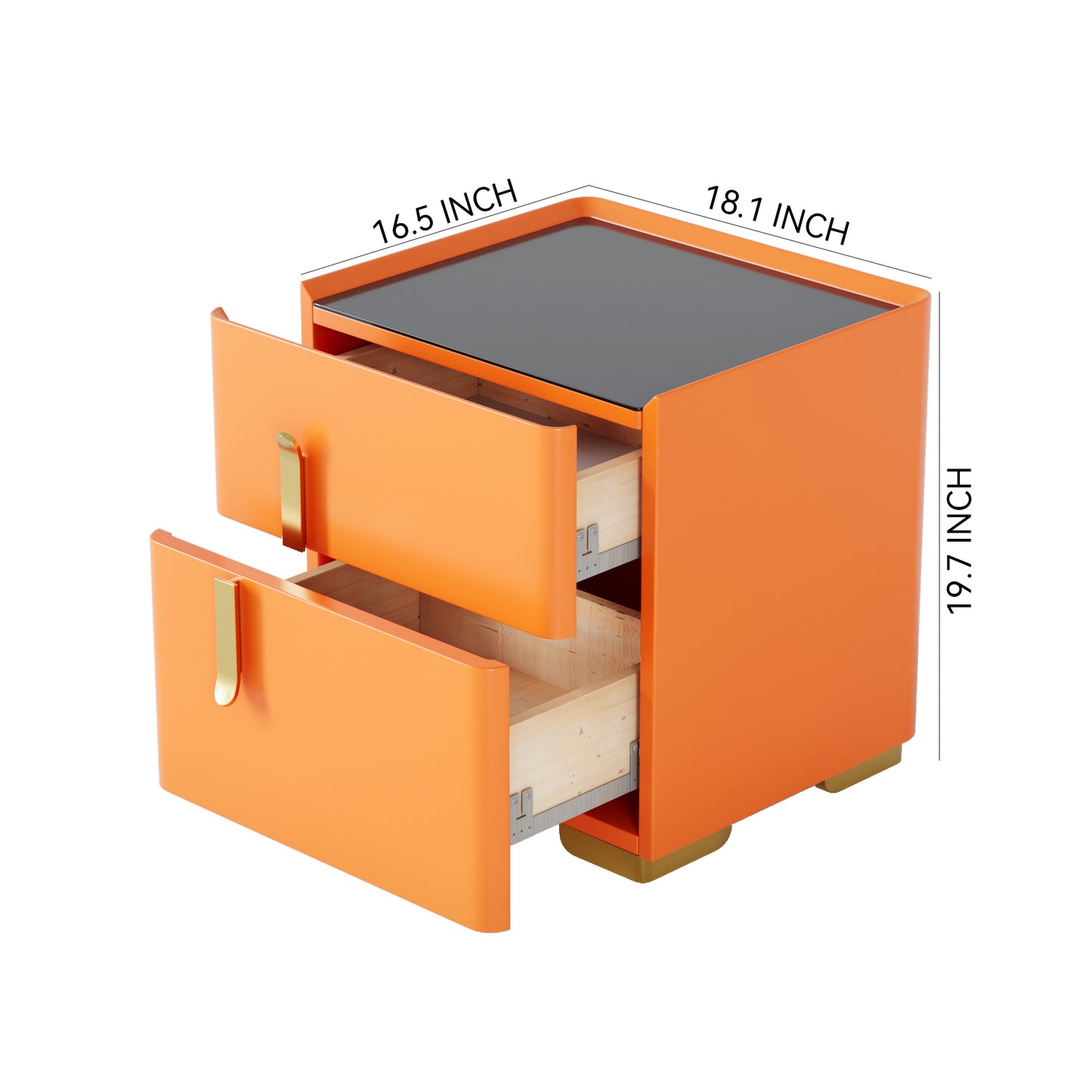NS001 Ivory/Orange Lacquer MDF Night Stand