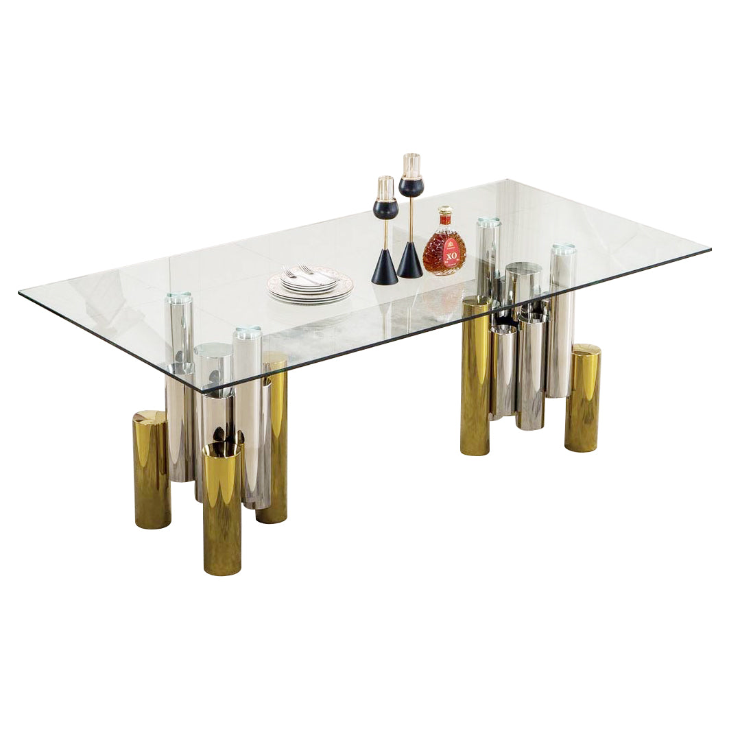 RDT210SG Rectangular Dining Table with 12mm Clear Tempered Glass