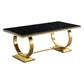 RDT316 Solid Marble Dining Table with Gold/Silver Metal Base