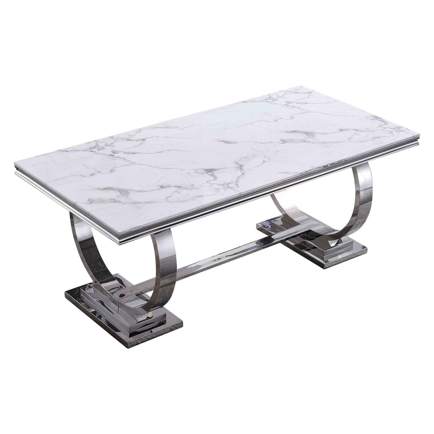 RDT316 Solid Marble Dining Table with Gold/Silver Metal Base