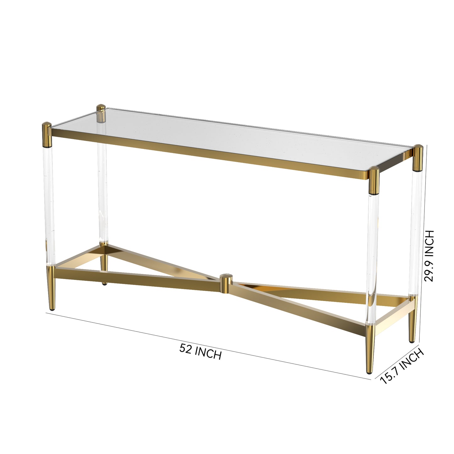 ST009 Console Table with Tempered Glass and Gold Finish