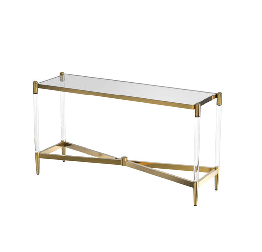 ST009 Console Table with Tempered Glass and Gold Finish