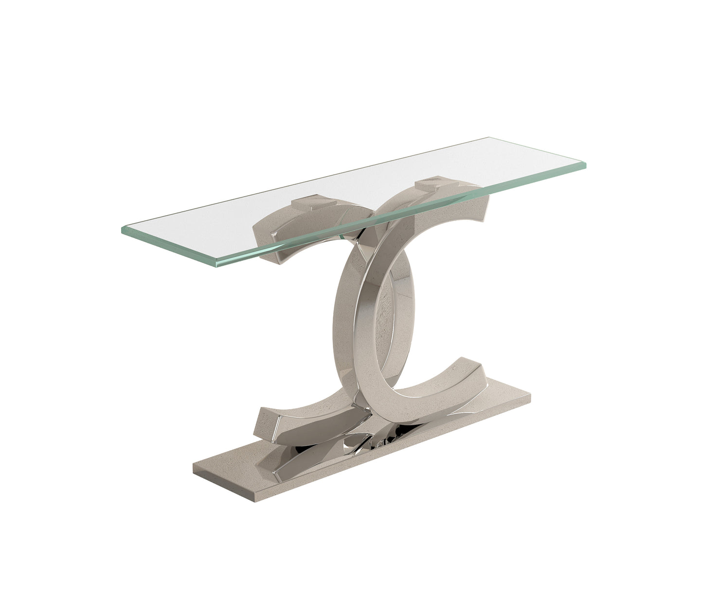 ST313 Modern Console Table with Tempered Glass Top & Stainless Steel Base