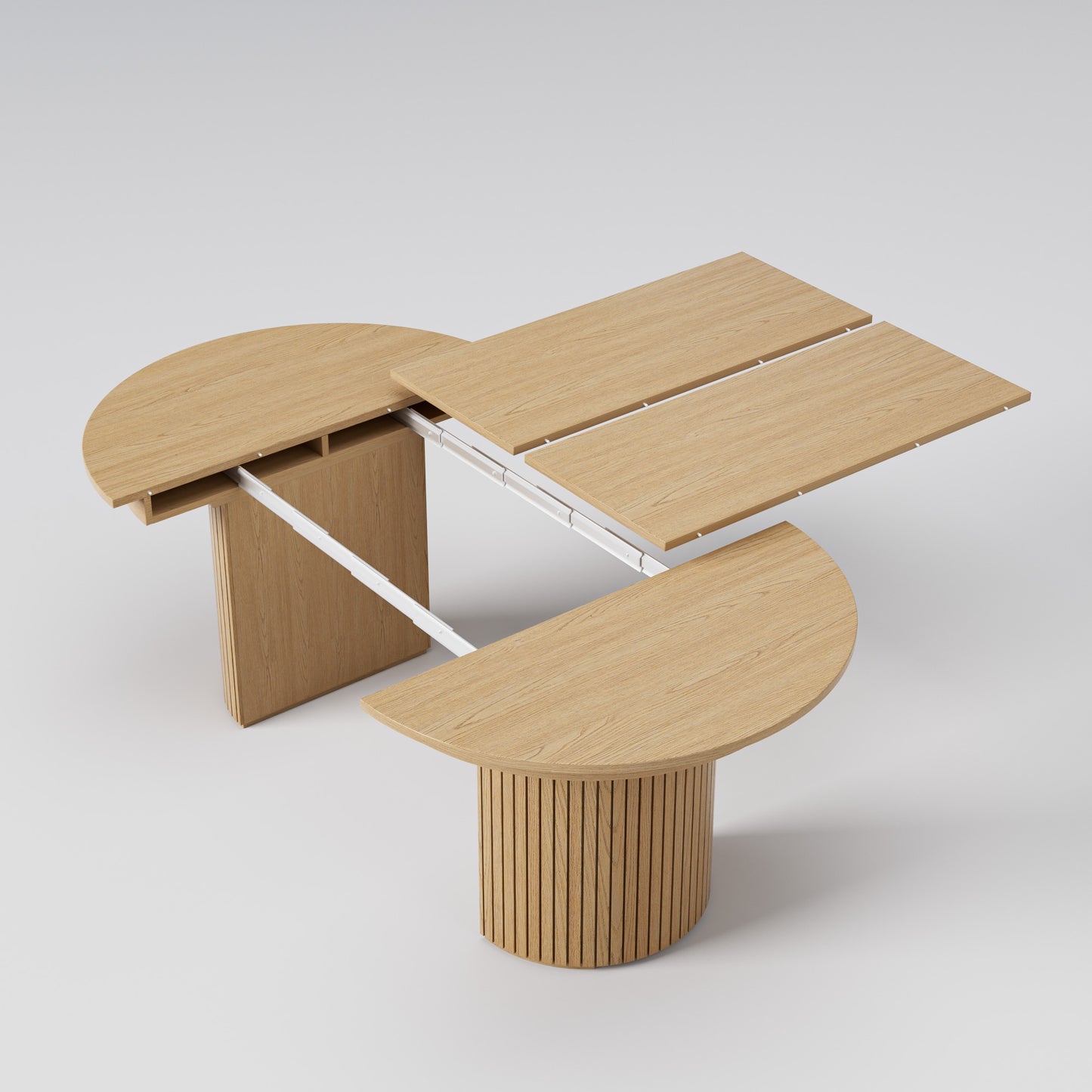 T001 OAK VENEER EXTENDABLE DINING TABLE & SET