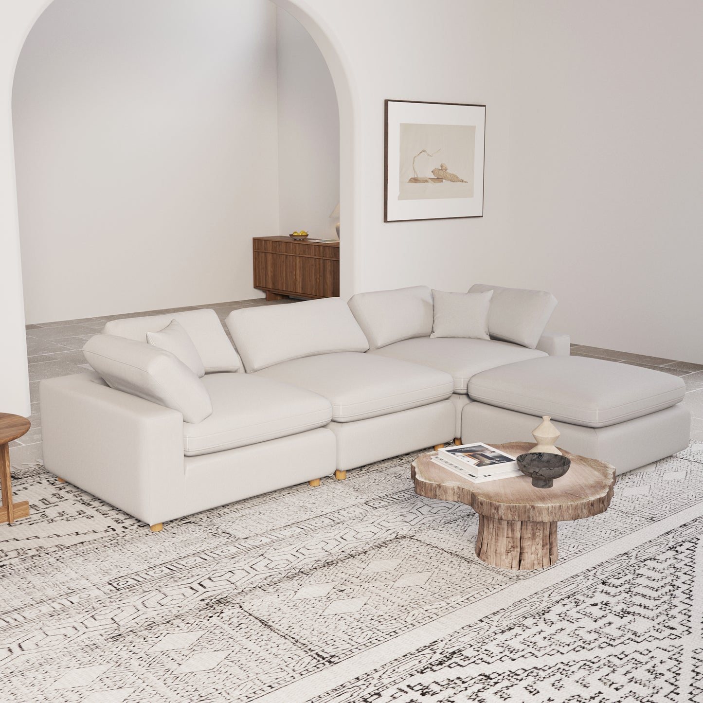 SEC8061-8063 Modular Sofa - Versatile DIY Set with Linen, Viscose, and Polyester Upholstery