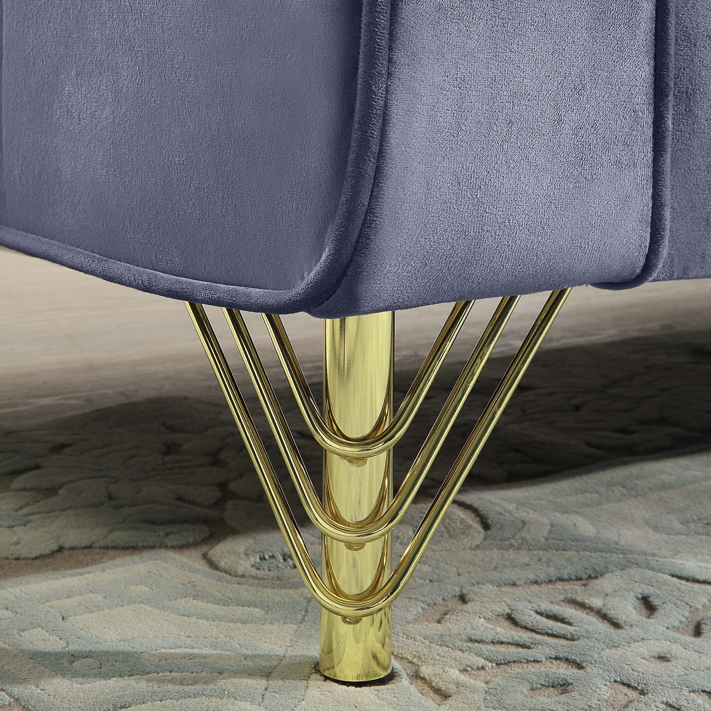 8043 Velvet Loveseat/Sofa with Gold Metal Legs