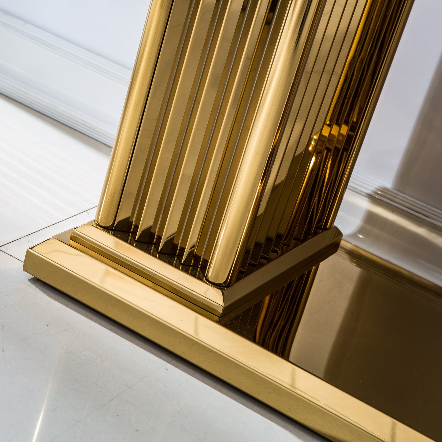 ST311 Solid Marble Console Table with Gold Finish Base