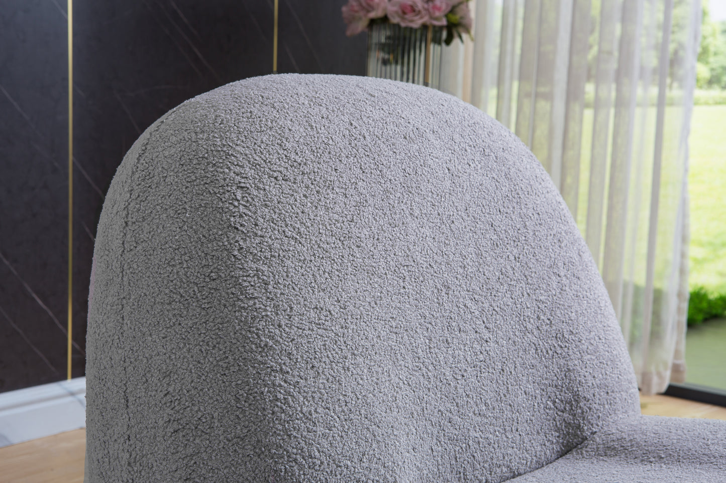 C601 Designer Boucle Swivel Barrel Chair