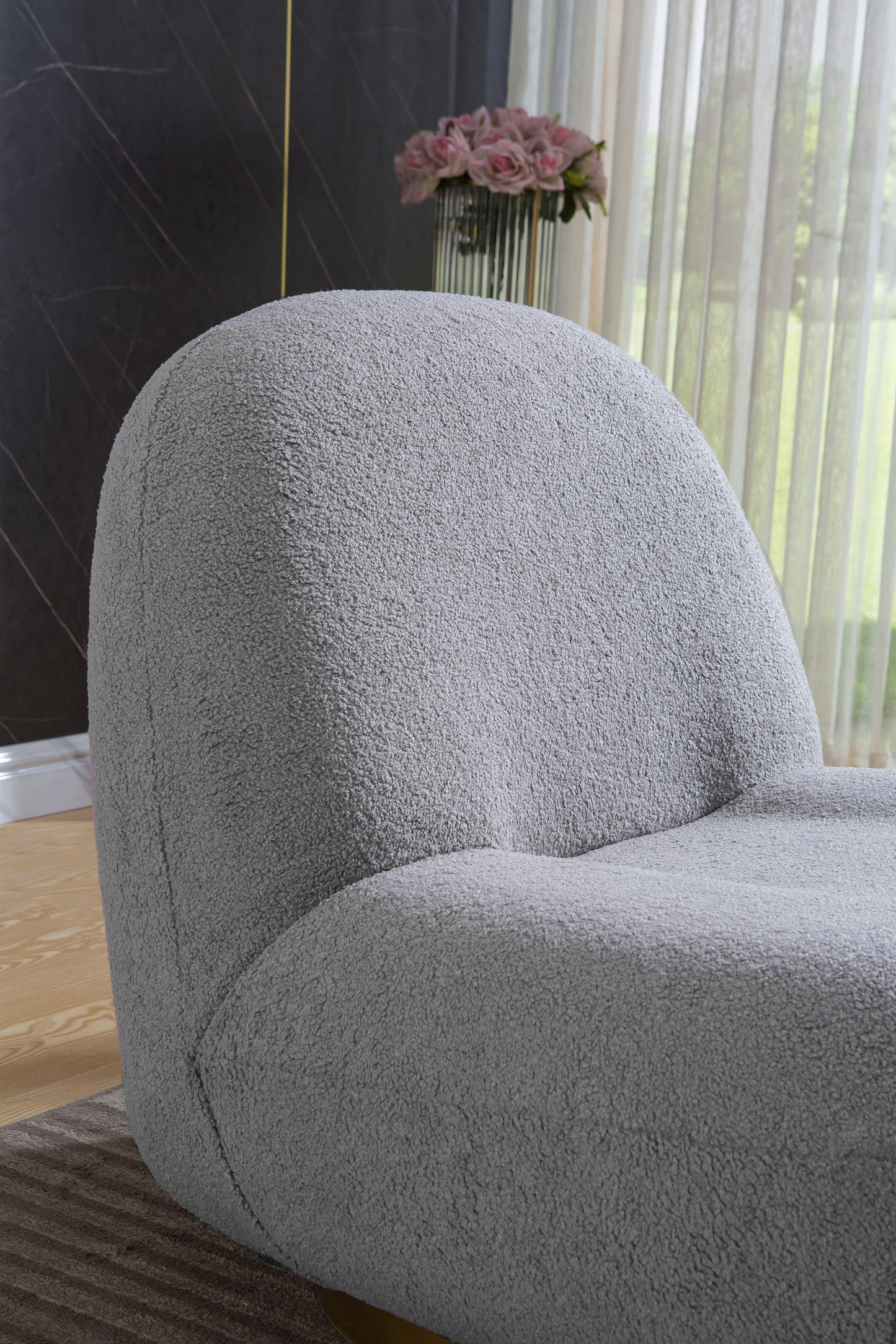 C601 Designer Boucle Swivel Barrel Chair
