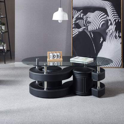 CT255 Oval Coffee Table with 2 Storage Stools