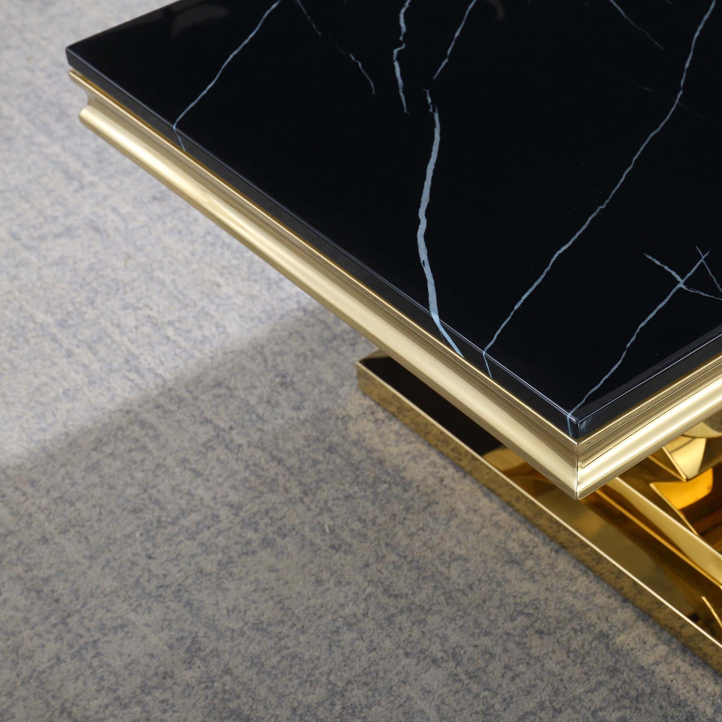 CT316 Classic Black Marble Coffee Table with Gold Base