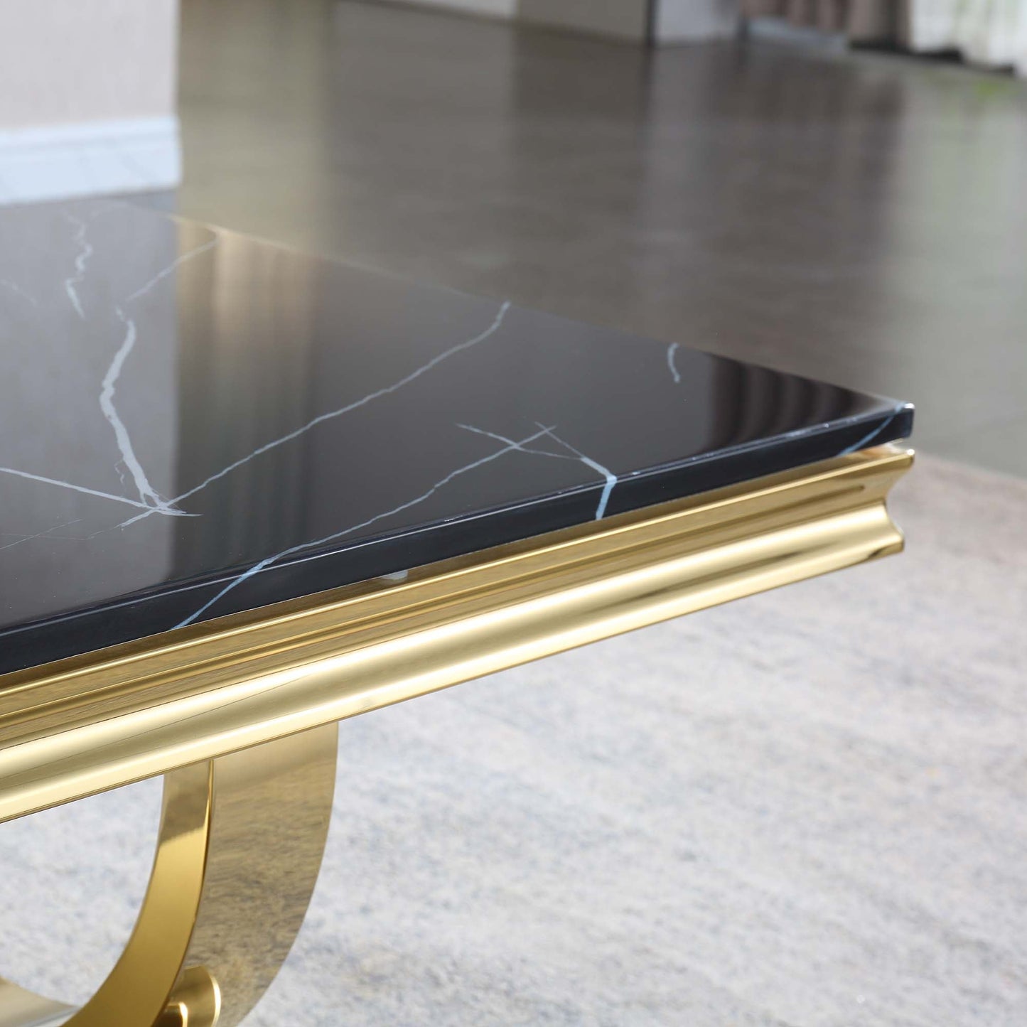 CT316 Classic Black Marble Coffee Table with Gold Base