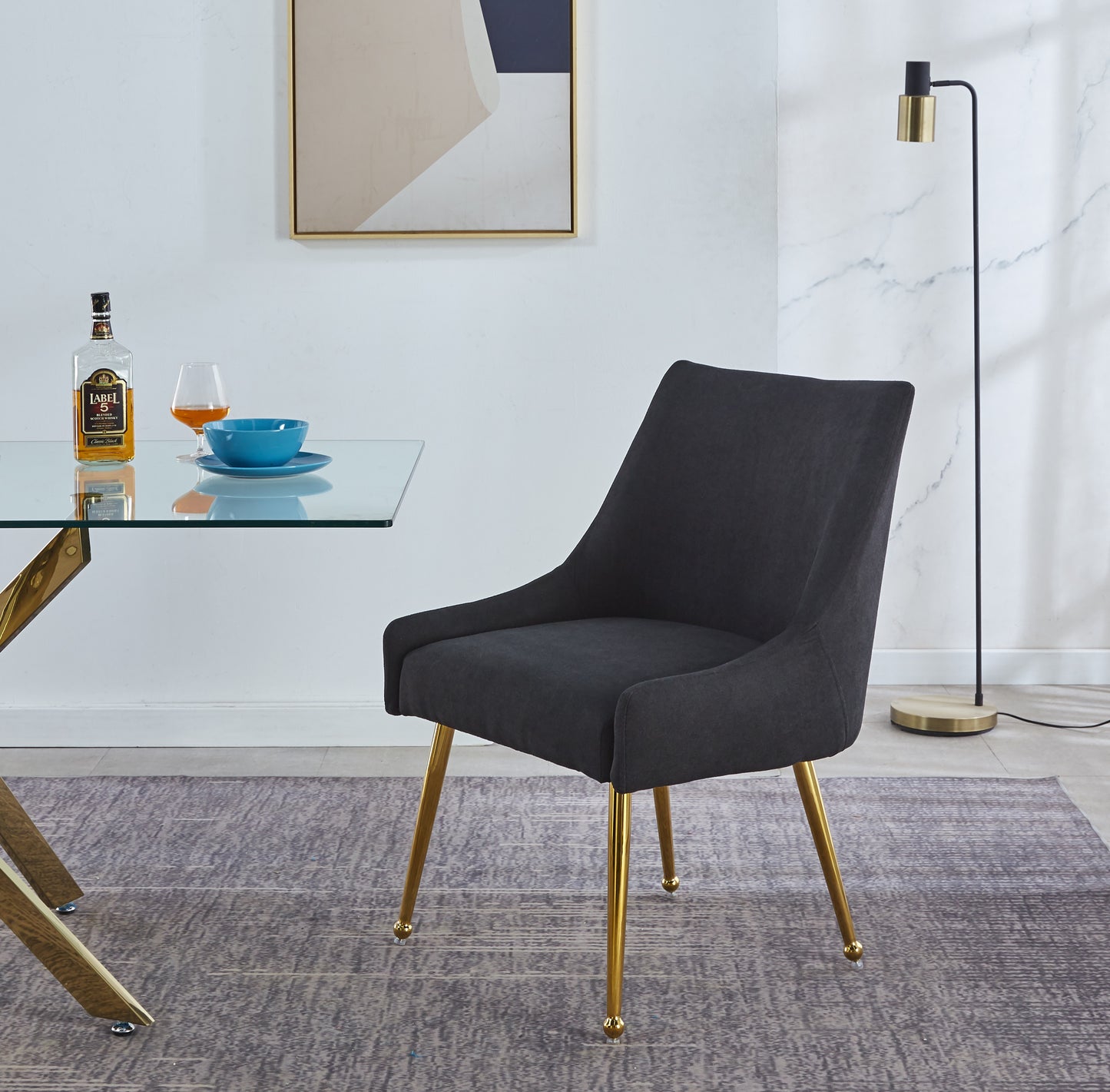 DC58 Set of 2 Elegant Dining Chair with Gold Finish Base