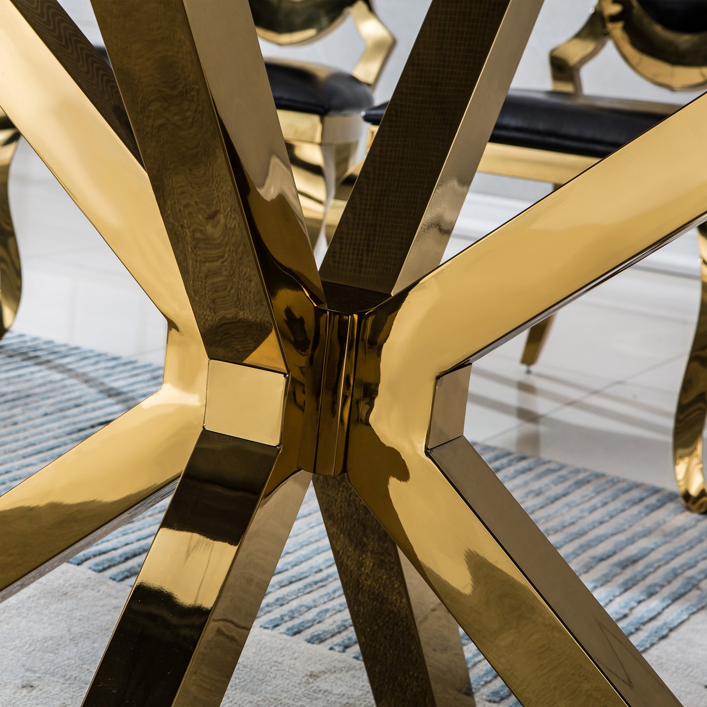 DT201 High-Quality Marble Top Dining Table with Gold/Silver Base