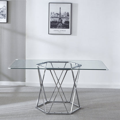 DT303 Modern Glass Top Rectangular Dining Table