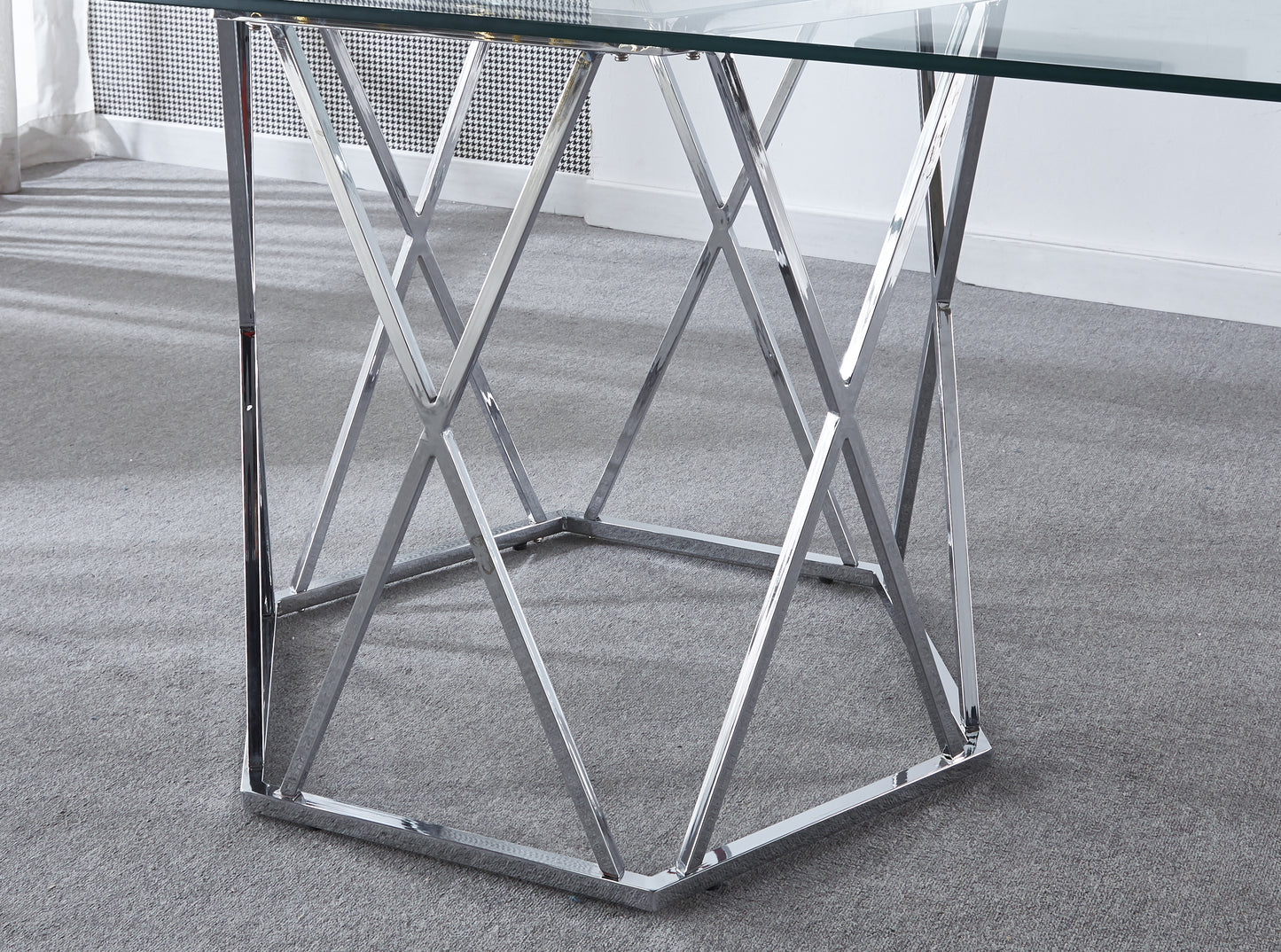 DT303 Modern Glass Top Rectangular Dining Table