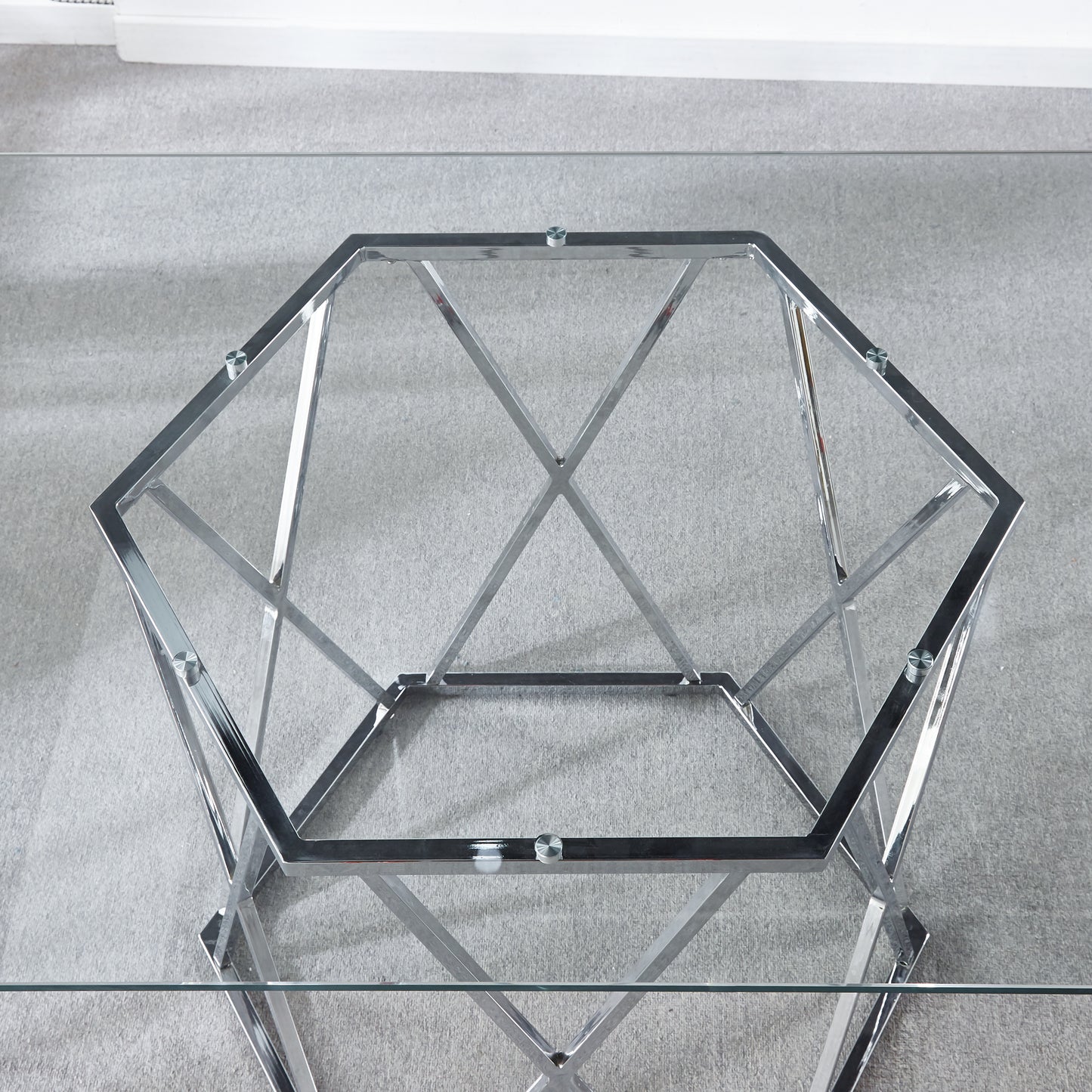 DT303 Modern Glass Top Rectangular Dining Table