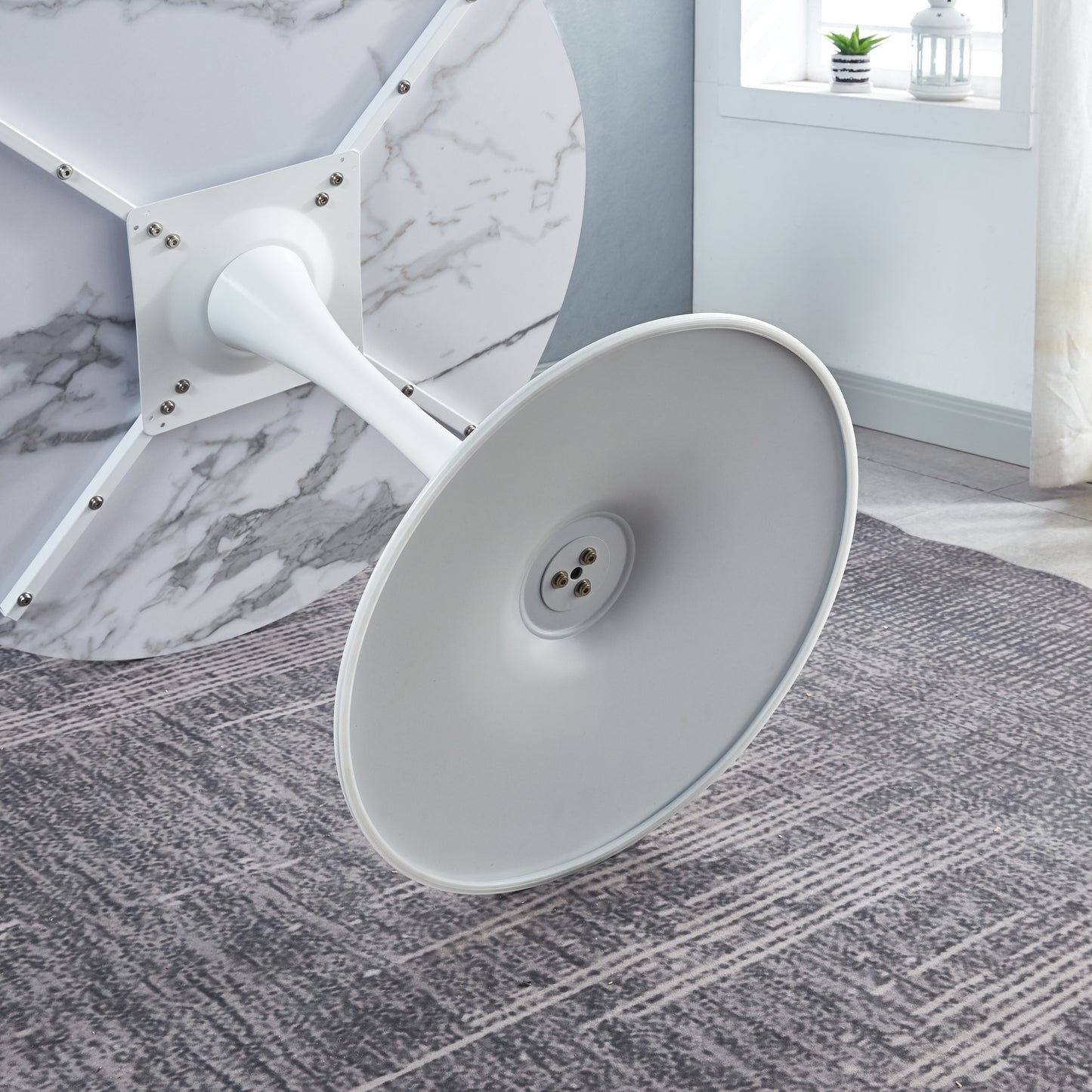 DT90 Printed Marble/ Metal Top Dining Table