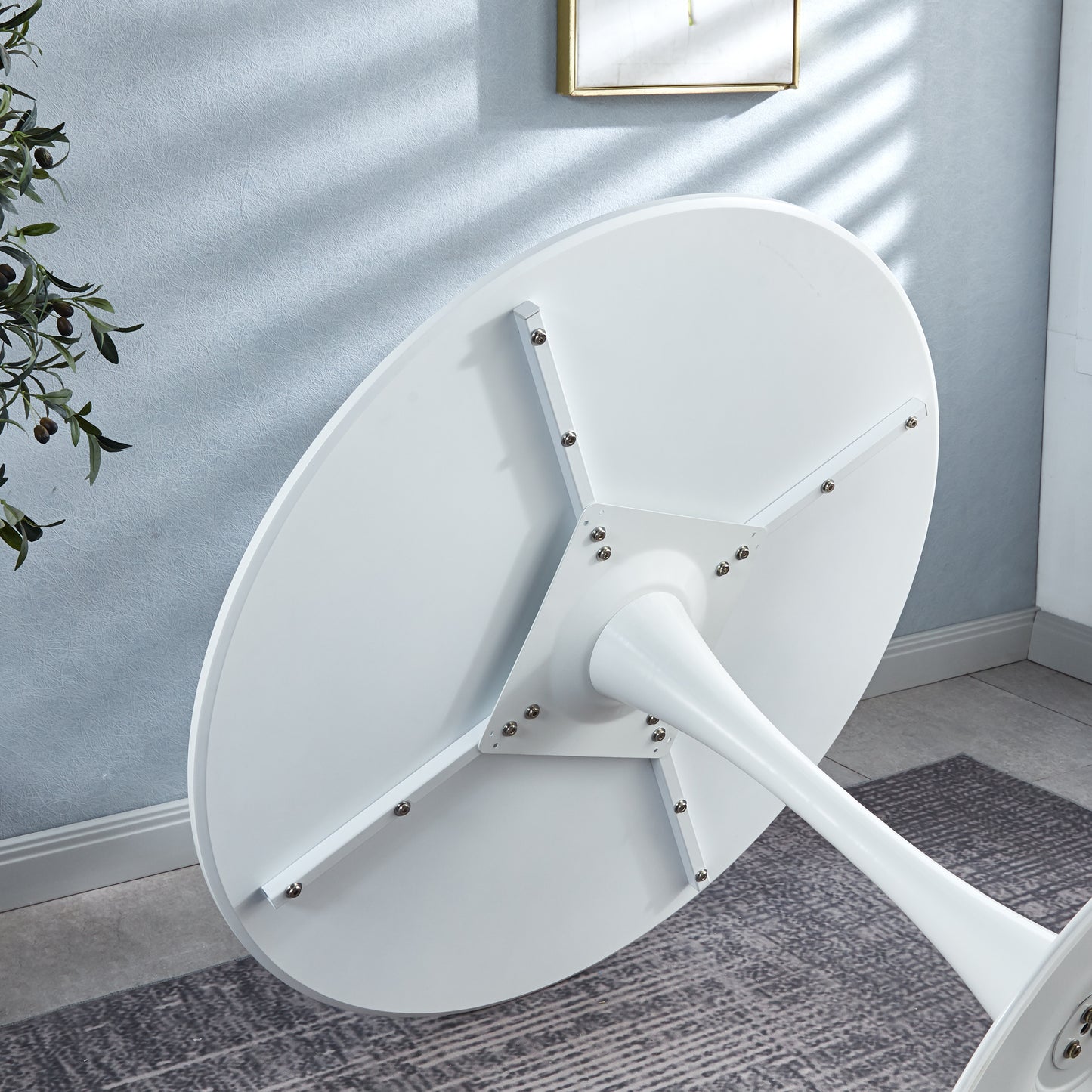 DT90 Printed Marble/ Metal Top Dining Table