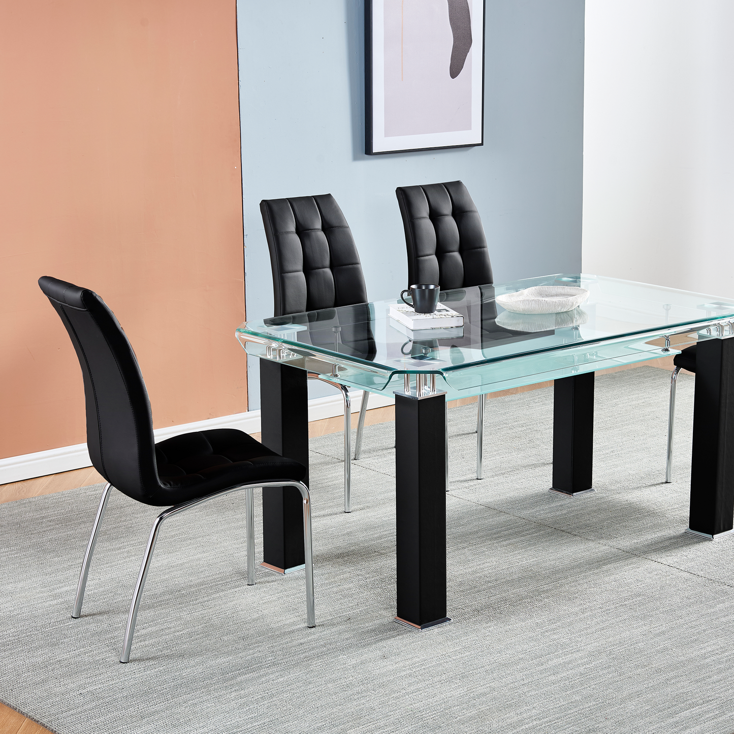 JD150 Rectangular Tempered Glass Dining Table