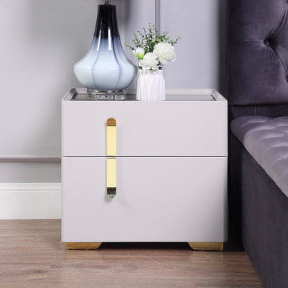 NS001 Ivory/Orange Lacquer MDF Night Stand