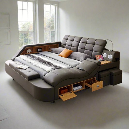 9012 Eastern King/Queen Leather Bed with Storage