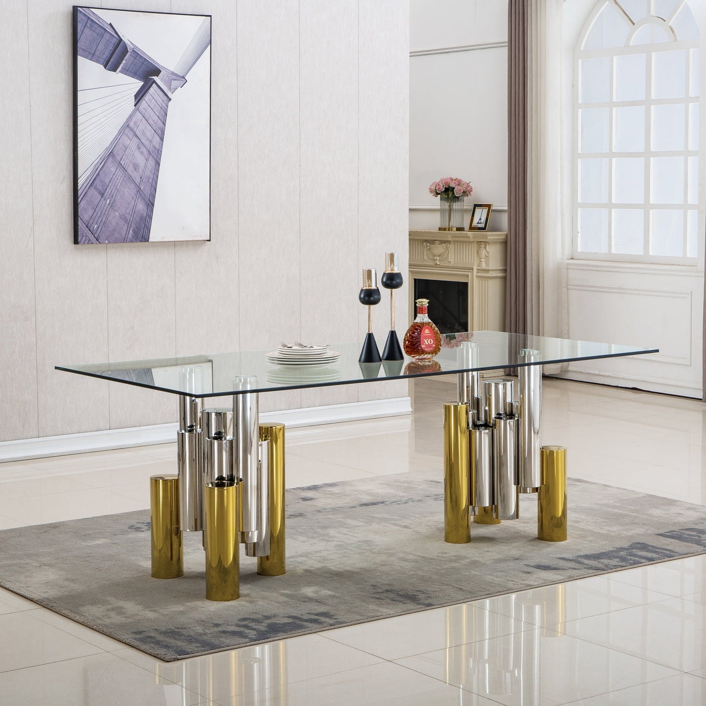 RDT210SG Rectangular Dining Table with 12mm Clear Tempered Glass