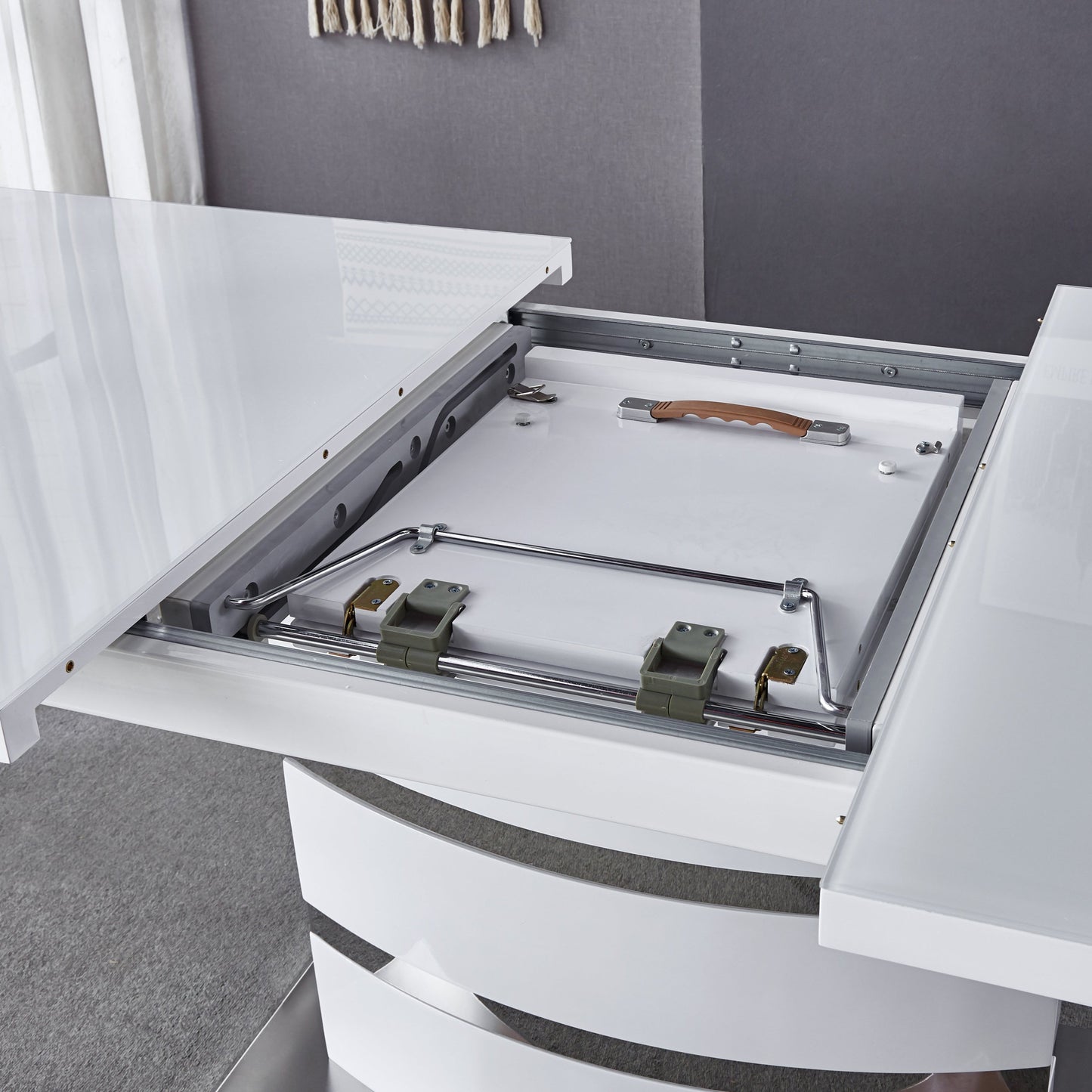 RDT218 Extendable Printed Marble Top Dining Table