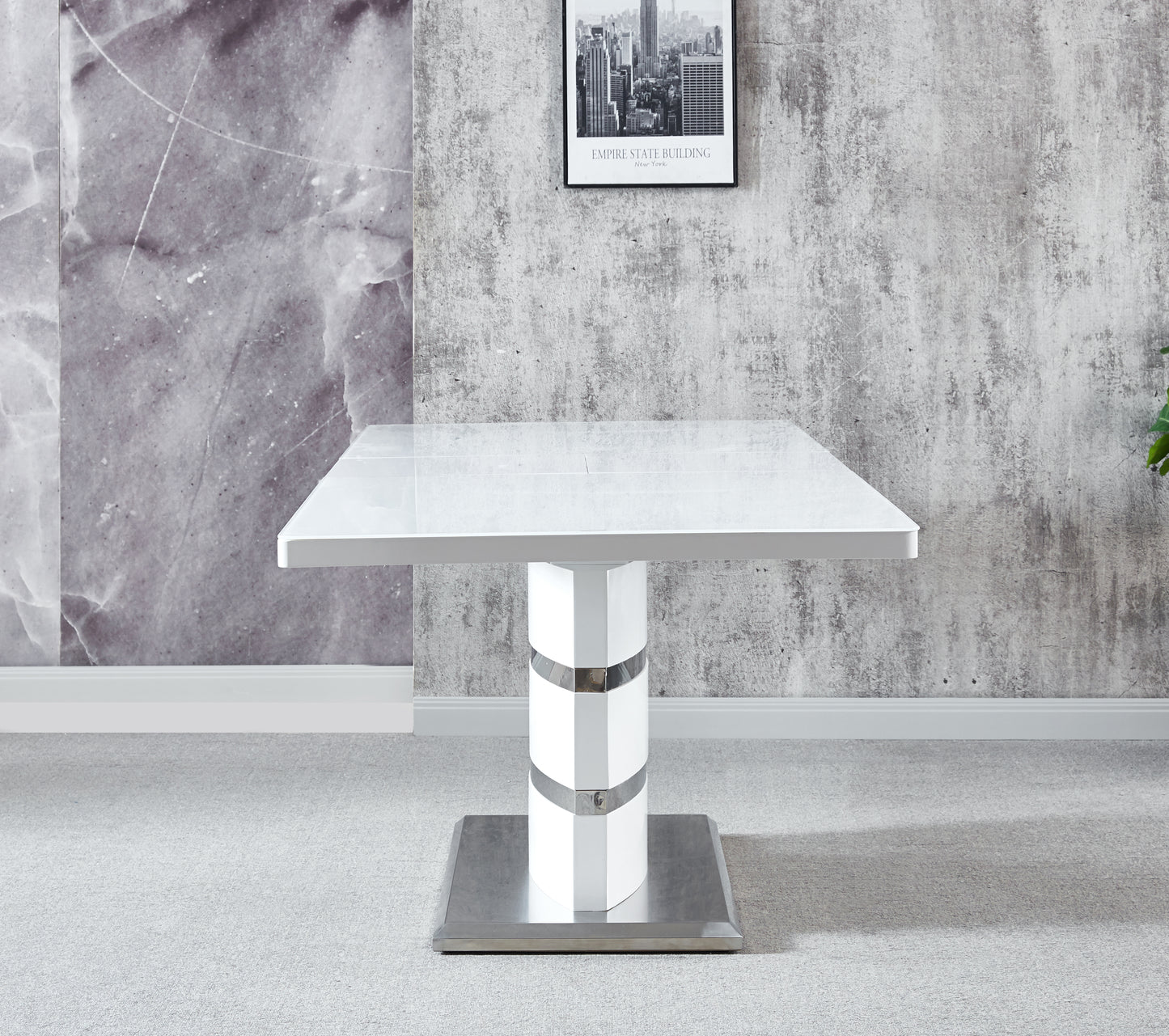 RDT218 Extendable Printed Marble Top Dining Table