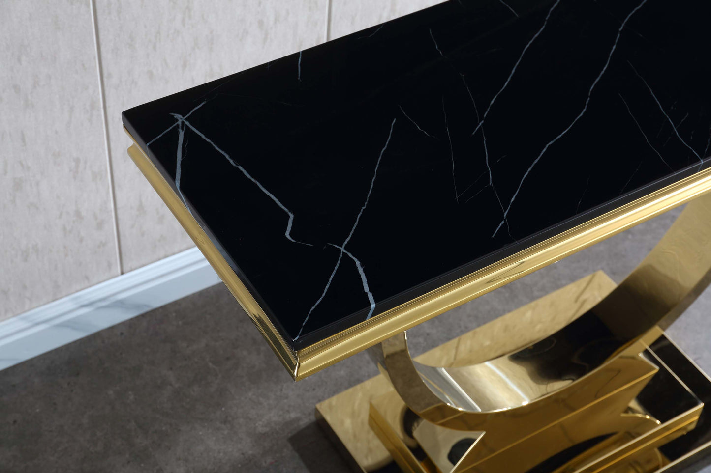 ST316 Black Marble Console Table with Gold Finish