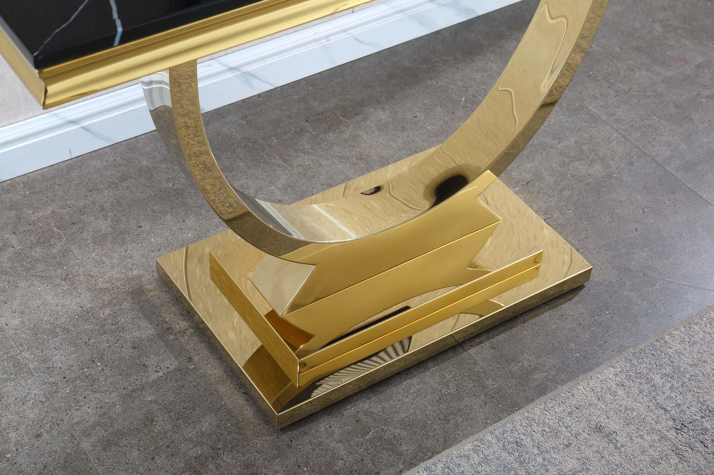 ST316 Black Marble Console Table with Gold Finish